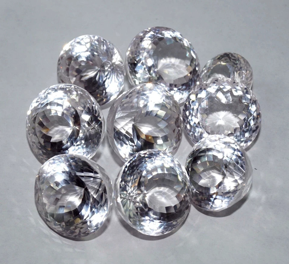 250ct Natural White Sapphire 20-30pcs Round Size AGL Certified Gem Set