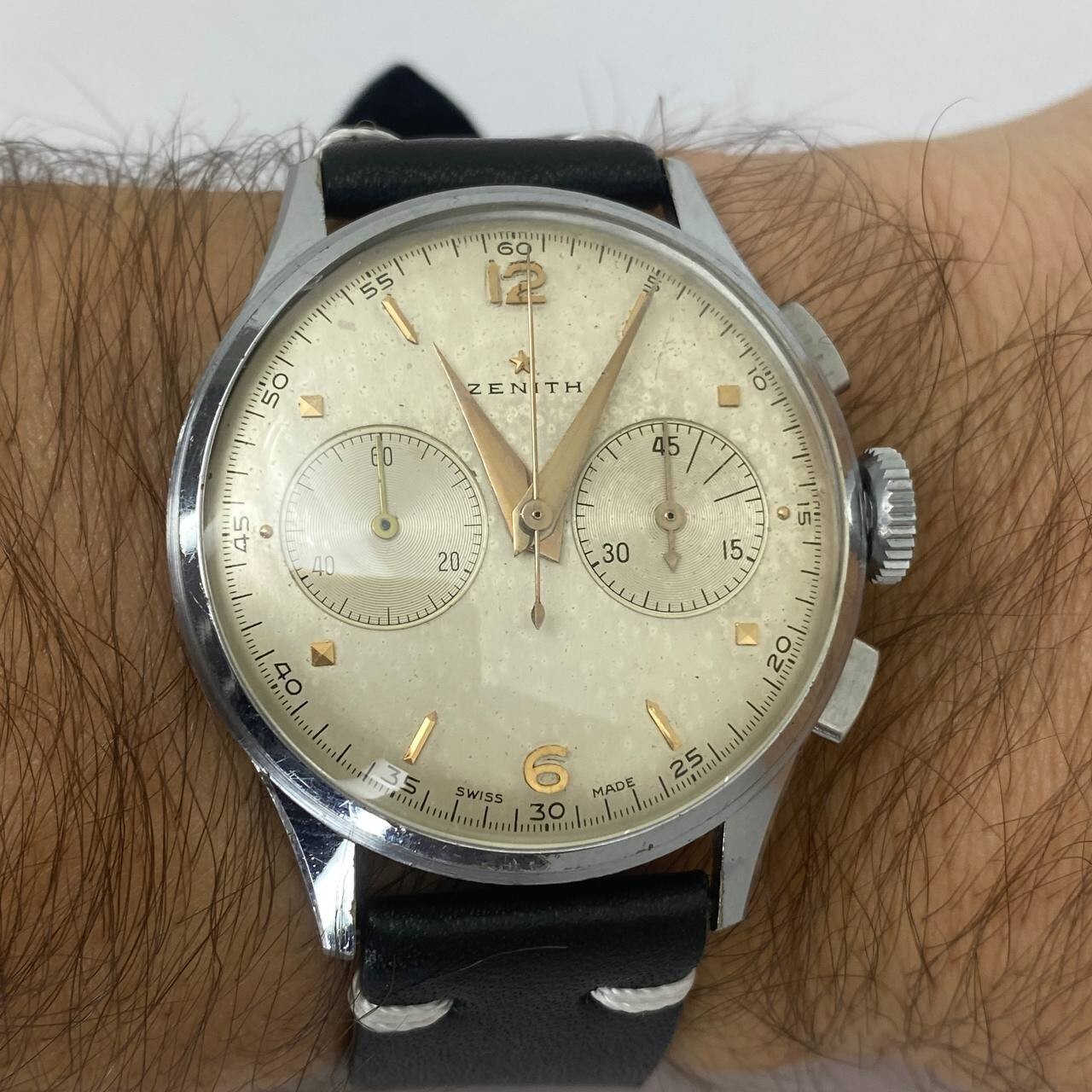VINTAGE ZENITH CHRONOGRAPH 36MM MANUAL WIND CAL EXCELSIOR PARK