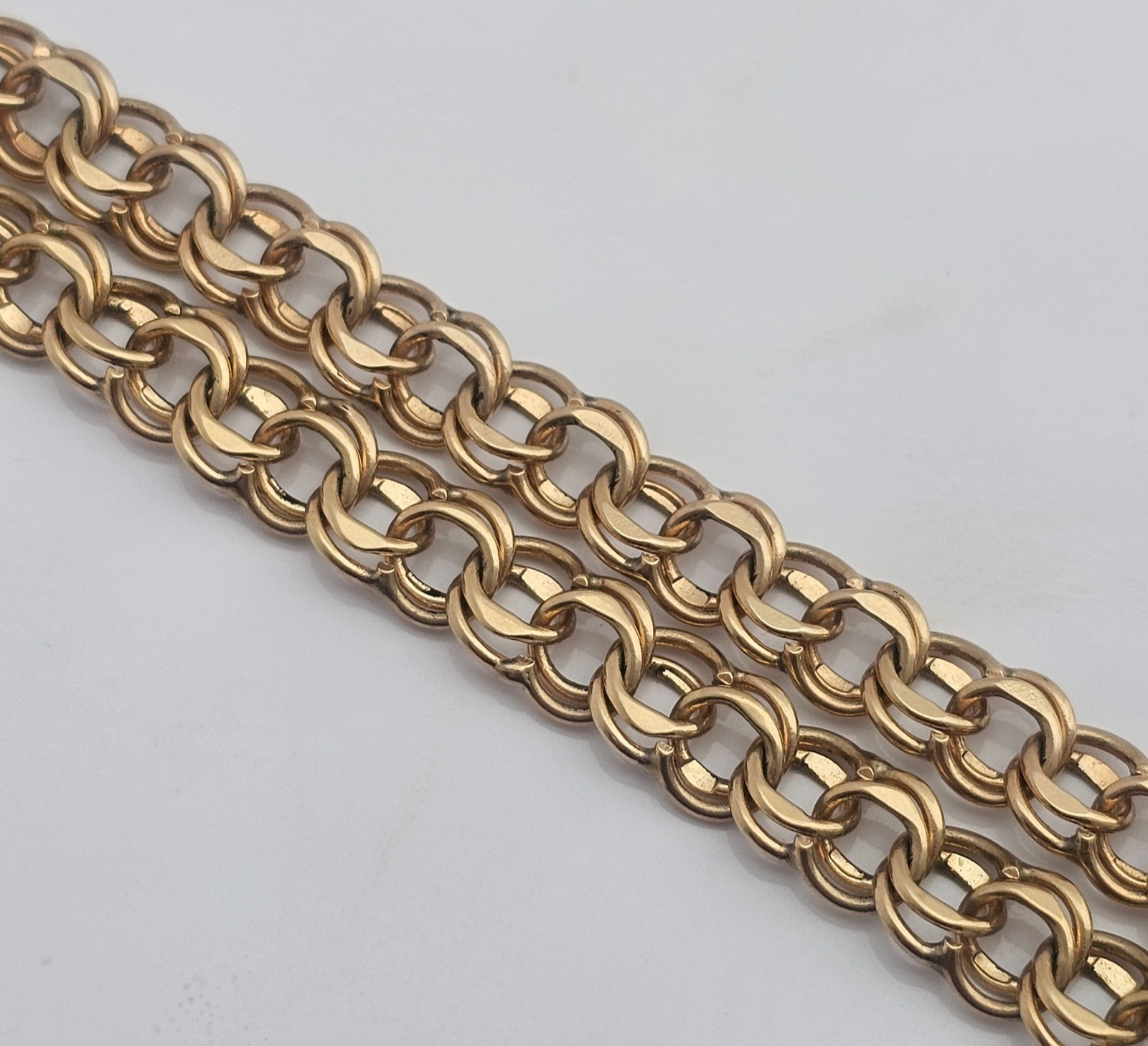 14K Gold DOUBLE CURB LINK CHAIN NECKLACE 29.75″ Vintage 45 Grams