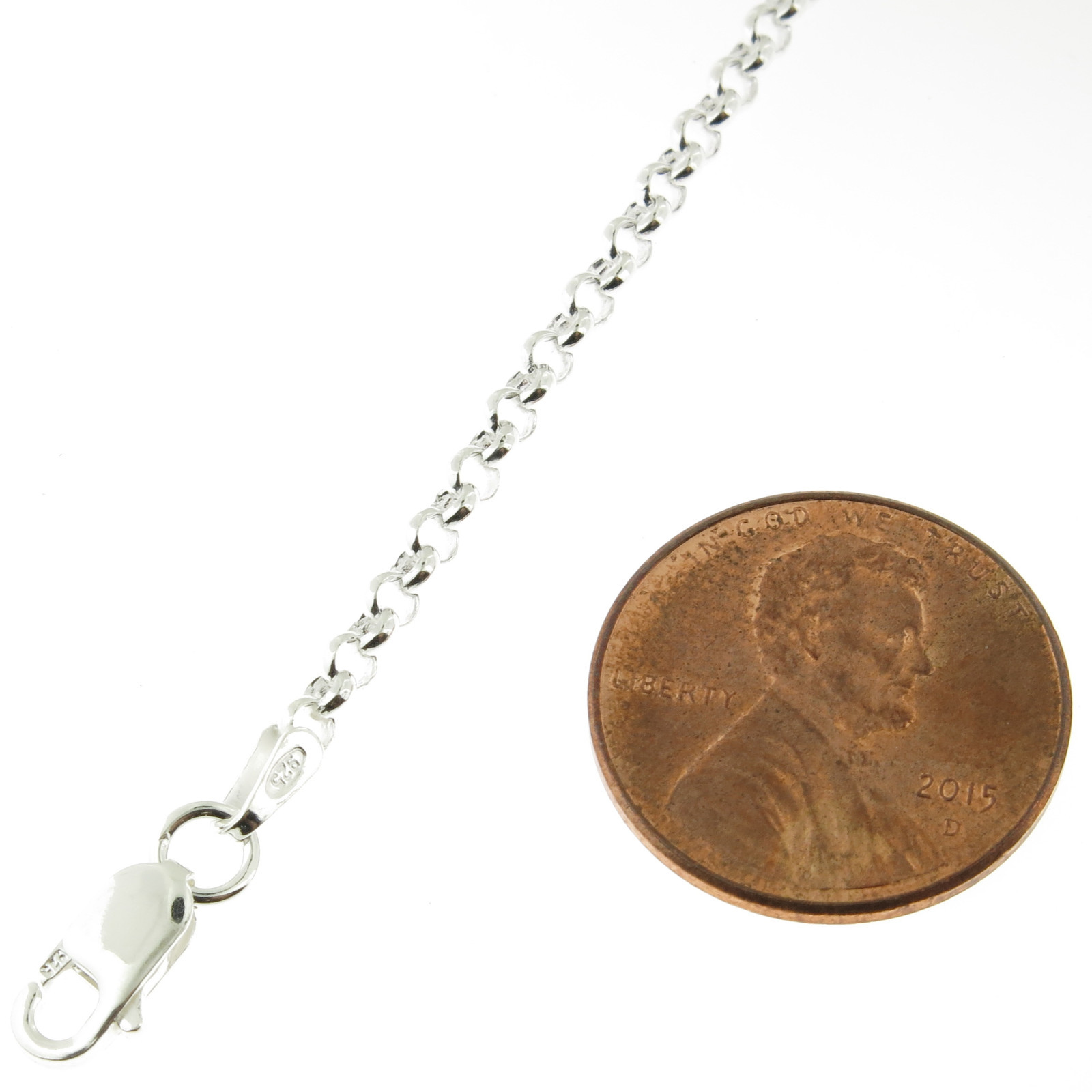 925 Sterling Silver Rolo Link Anklet Stamped .925 Italy