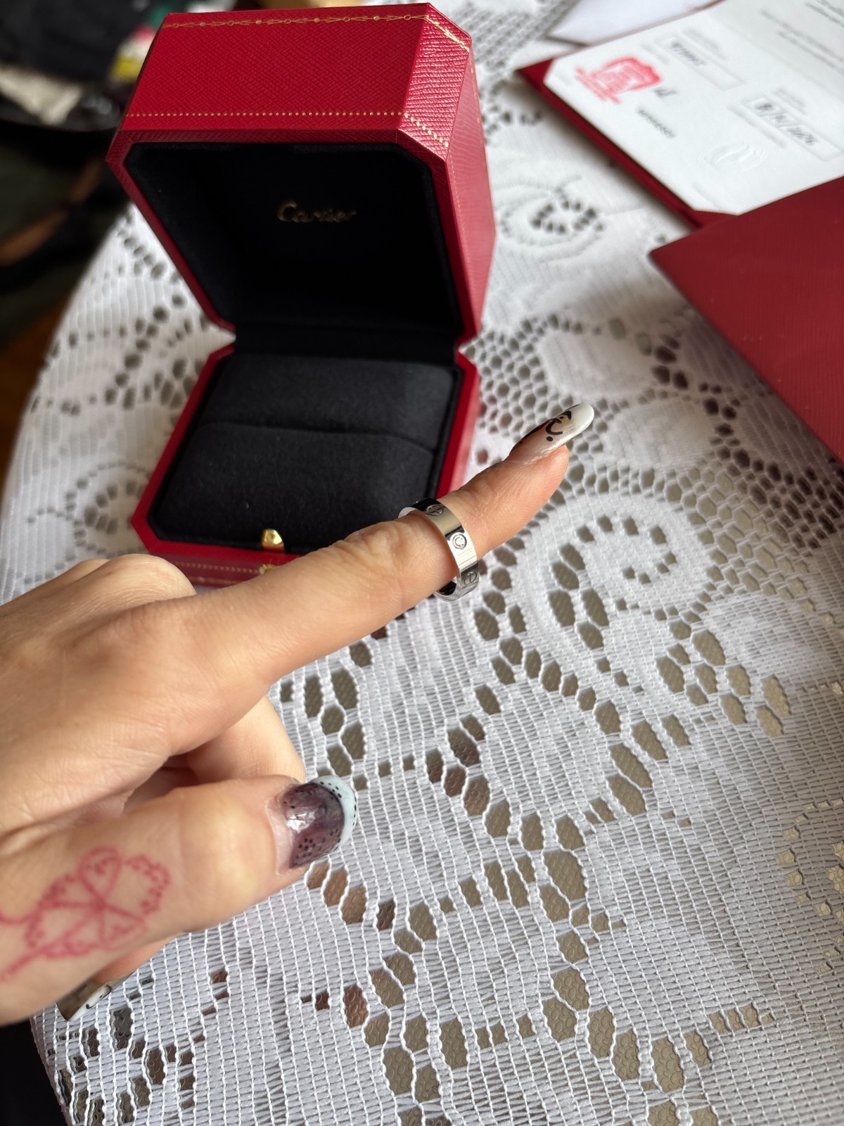 Cartier Love Ring 1 Diamond 18K White Gold Small Model Size 49 (US 5)