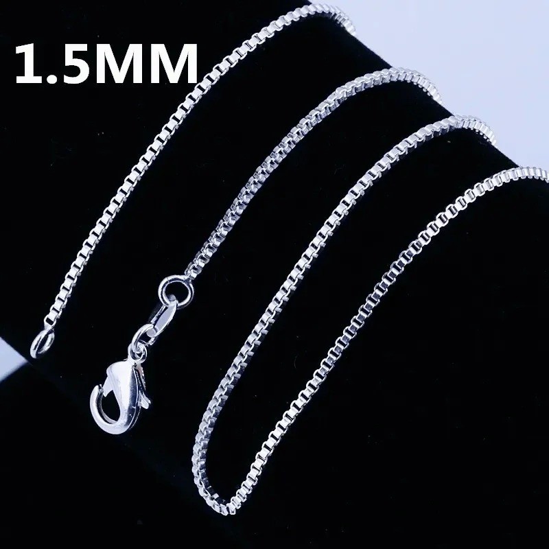 925 Sterling Silver Necklace 16/18/20/22/24 inches fine 1.5MM Box chain