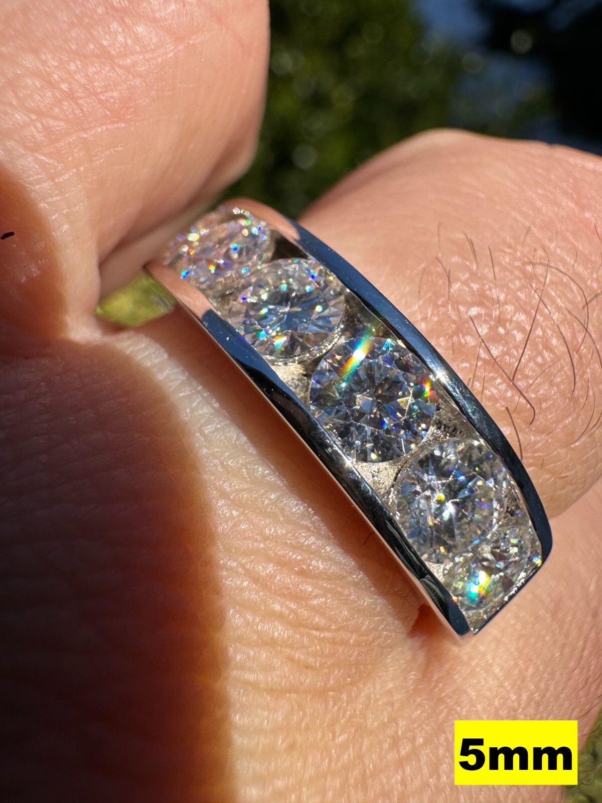 Real Moissanite Half Eternity Band Channel Set Wedding Ring 925 Silver 1.5mm-5mm