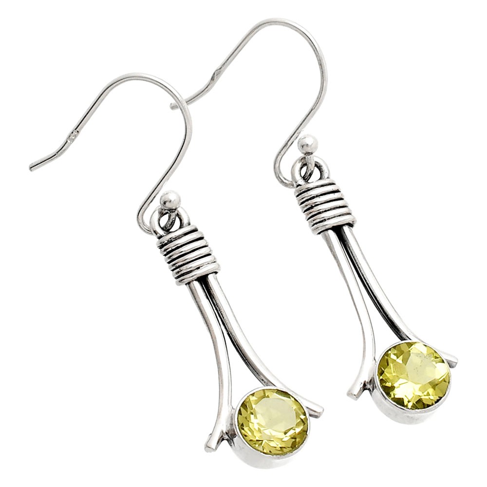 Natural Lemon Quartz 925 Sterling Silver Earrings Jewelry E-1046