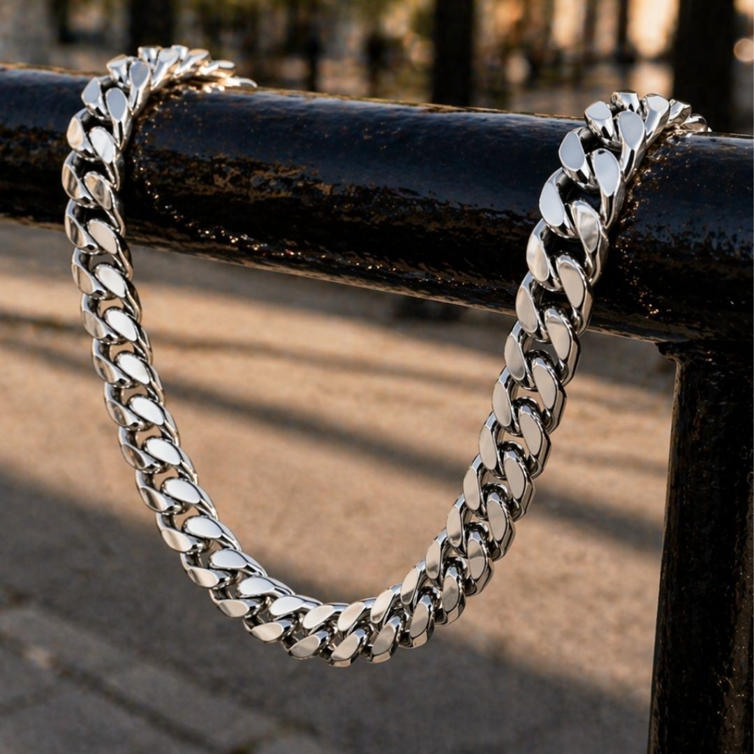 925 Sterling Silver Miami Cuban Link Chain Mens Necklace Bracelet 12.5mm Wide