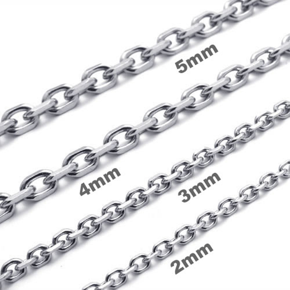 2mm-5mm 10″-100″ Silver Stainless Steel Cross Chain Link Necklace HN5 US Seller