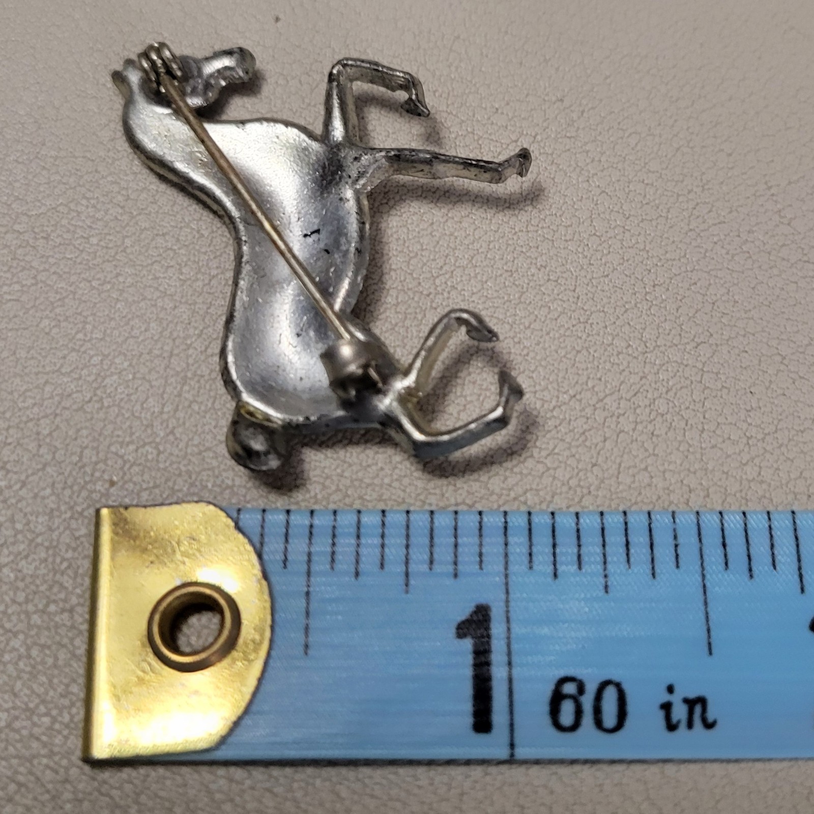 Vintage Unsigned Silver Tone Horse Equestrian Pavé Rhinestone Brooch AS IS