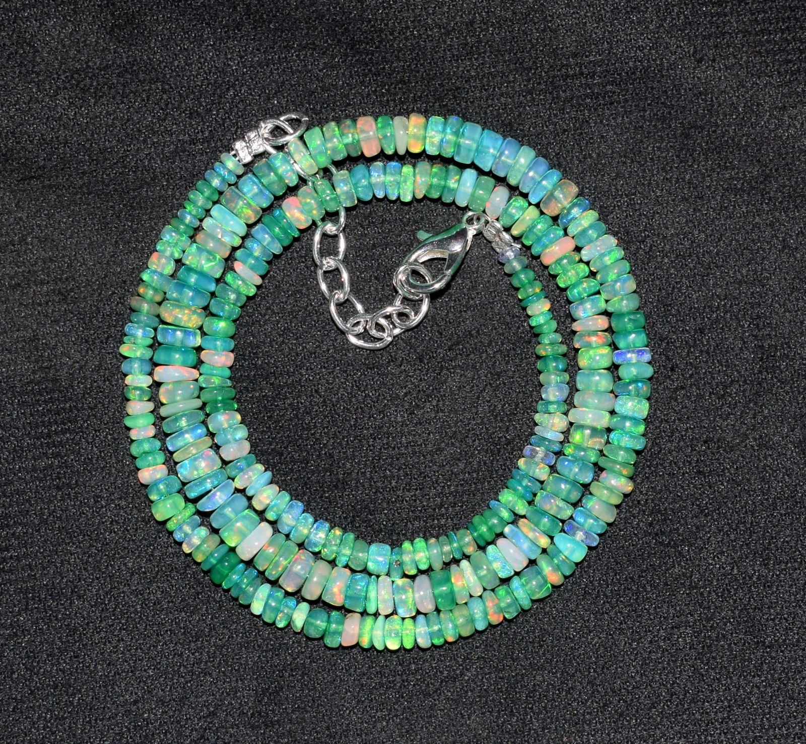 16”Natural Ethiopian Opal Wello Fire Opal Gemstone Bead Necklace AF532