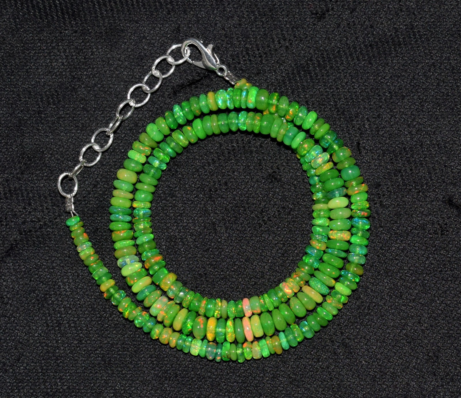 16”Natural Ethiopian Opal Wello Fire Opal Gemstone Bead Necklace AF701