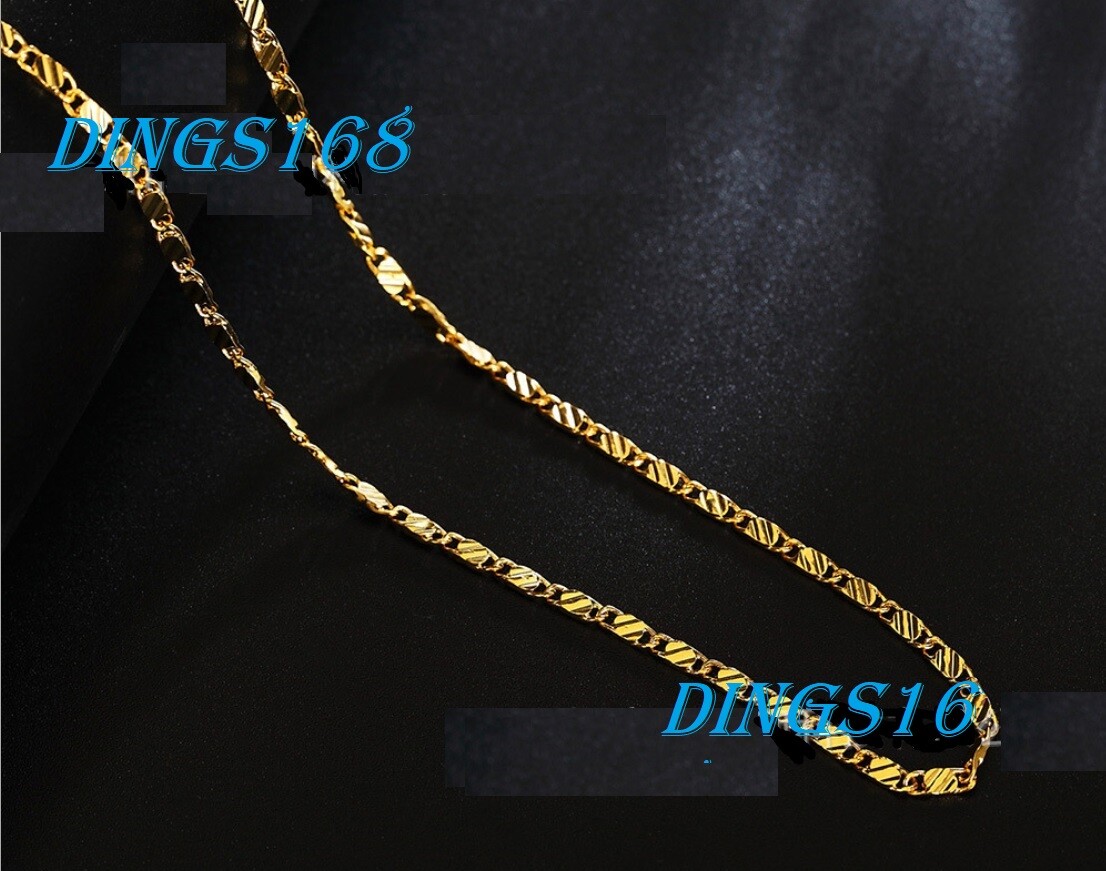 Genuine 18K Gold Filled Tarnish-Resistant 2.2mm 26 inch Flat Necklace Chain F038