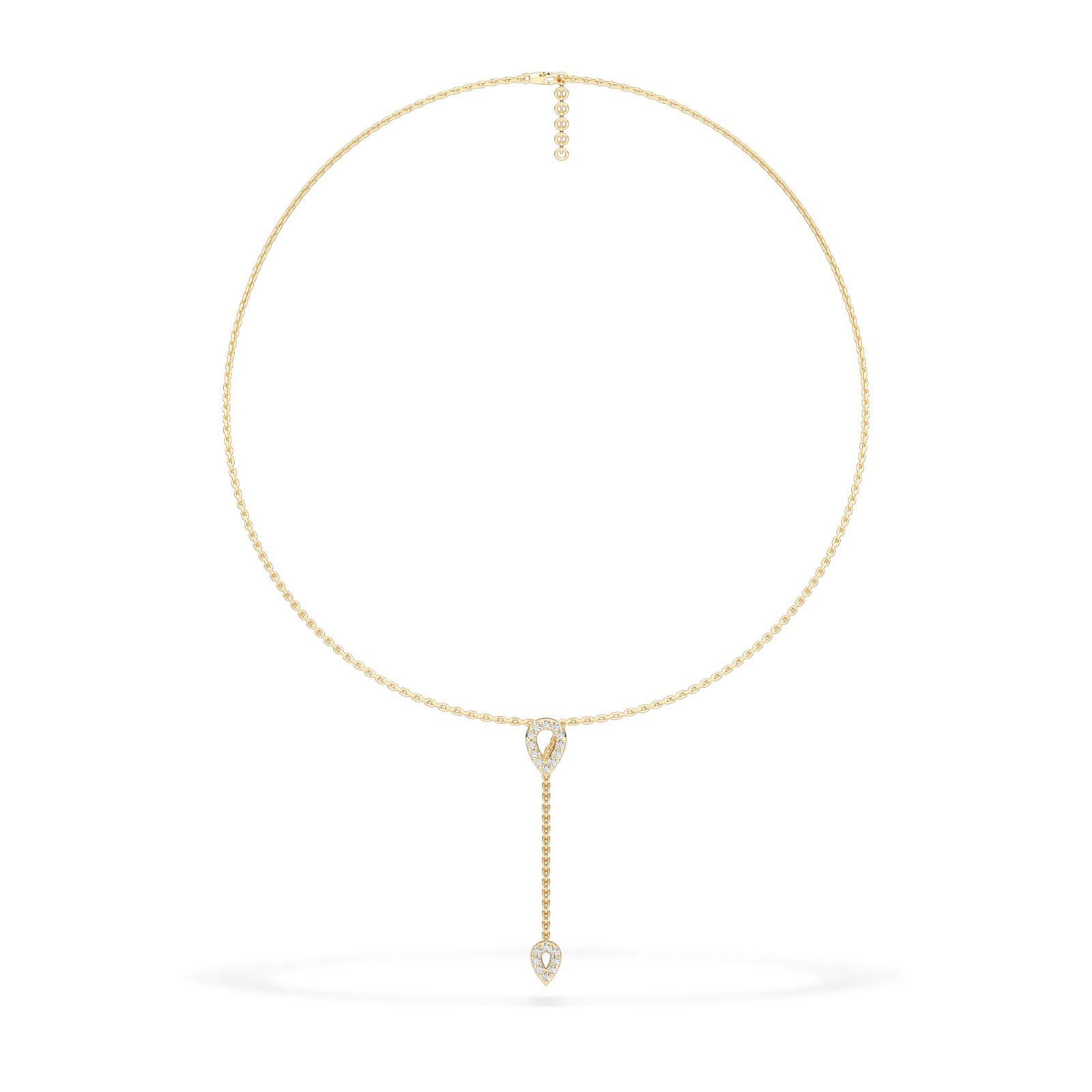 Modern Pear Shape Natural or Lab Grown Diamond Y Drop Necklace 10K 14K 18K Gold