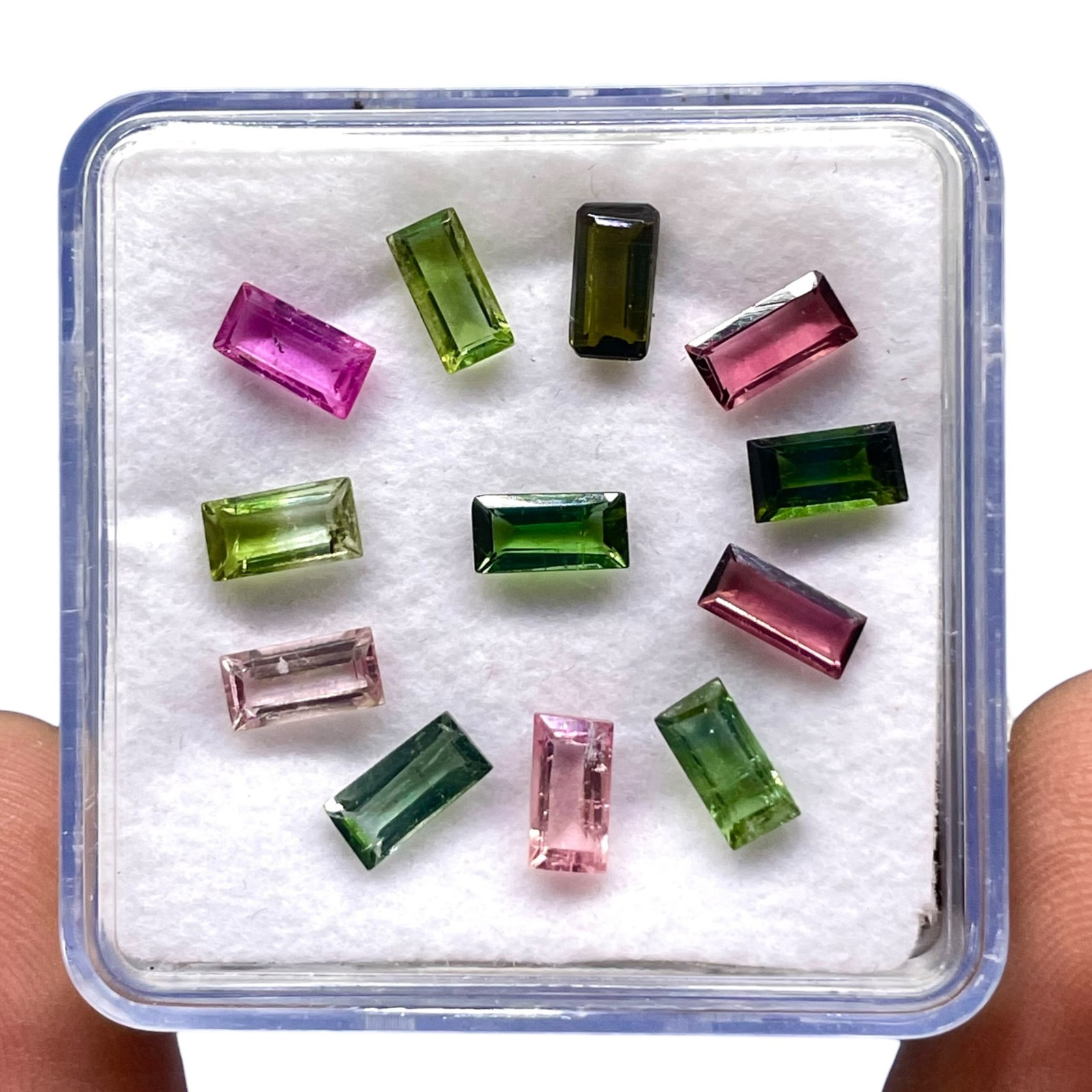 12 Pcs Natural Multi Tourmaline 6-6.3mm Baguette Cut Loose Untreated Gemstones