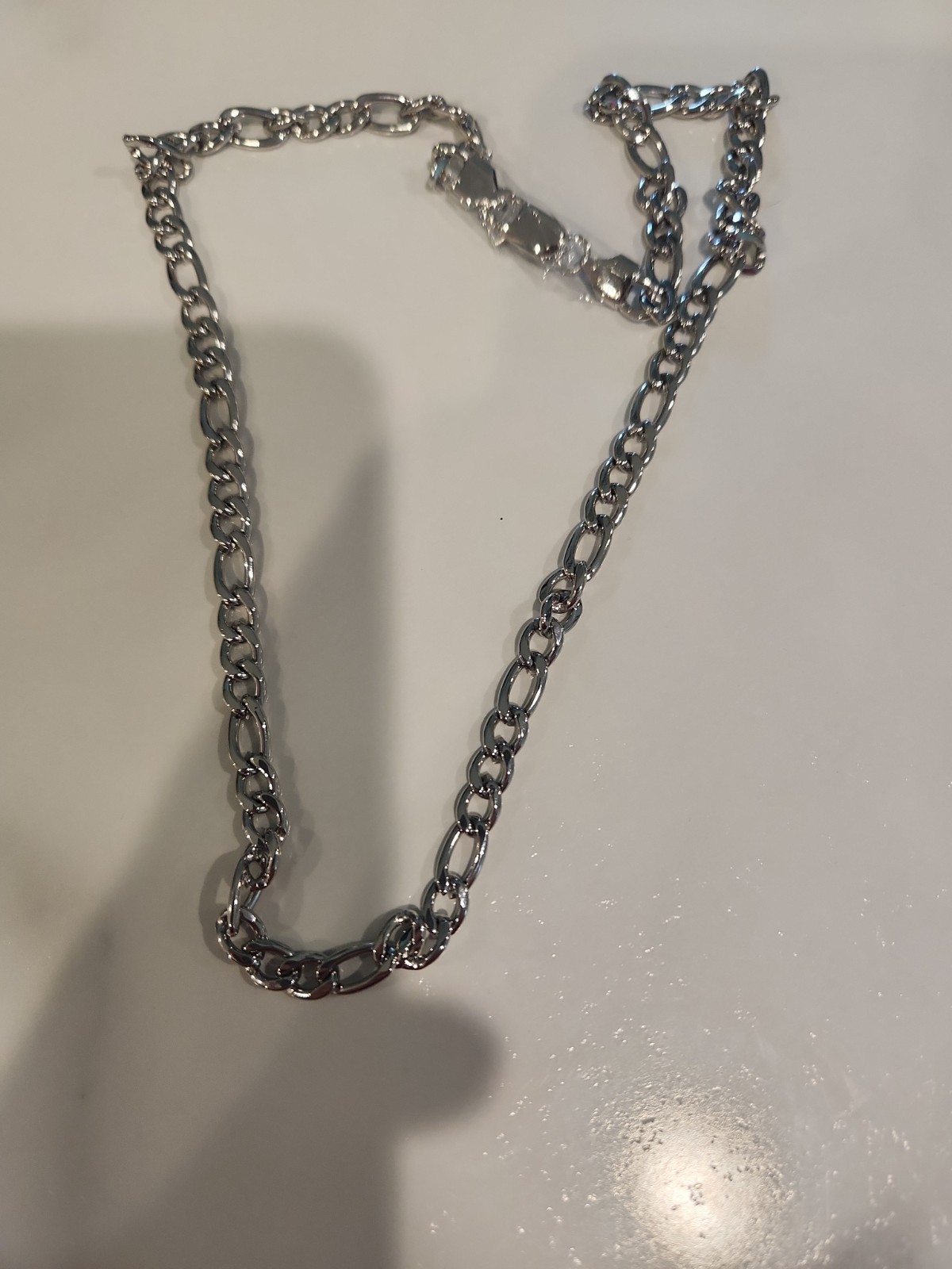 14k Italian White Gold Filled Figaro 6mm $195 RETAIL
