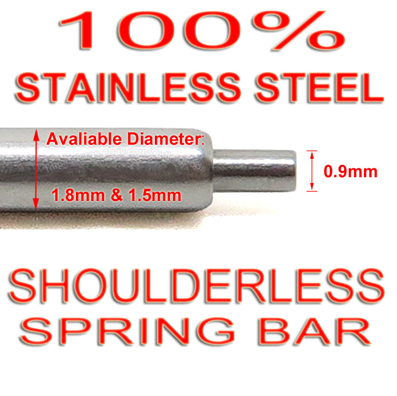 18mm ~ 22mm SHOULDERLESS Spring Bar Pin 0.9mm Tip for Drilled Pierce Lug Watch