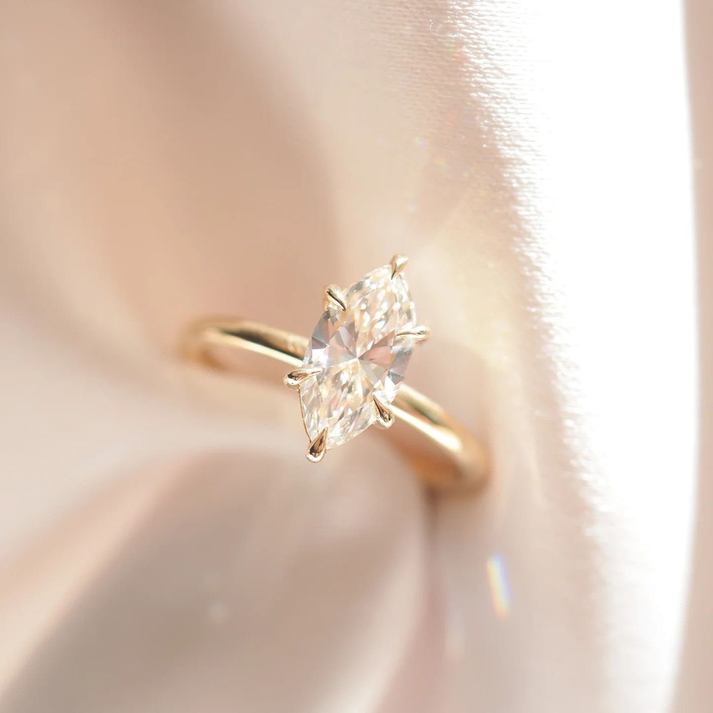 2 Ct Marquise Cut Lab Grown Diamond Solitaire Engagement Ring 14k Yellow Gold