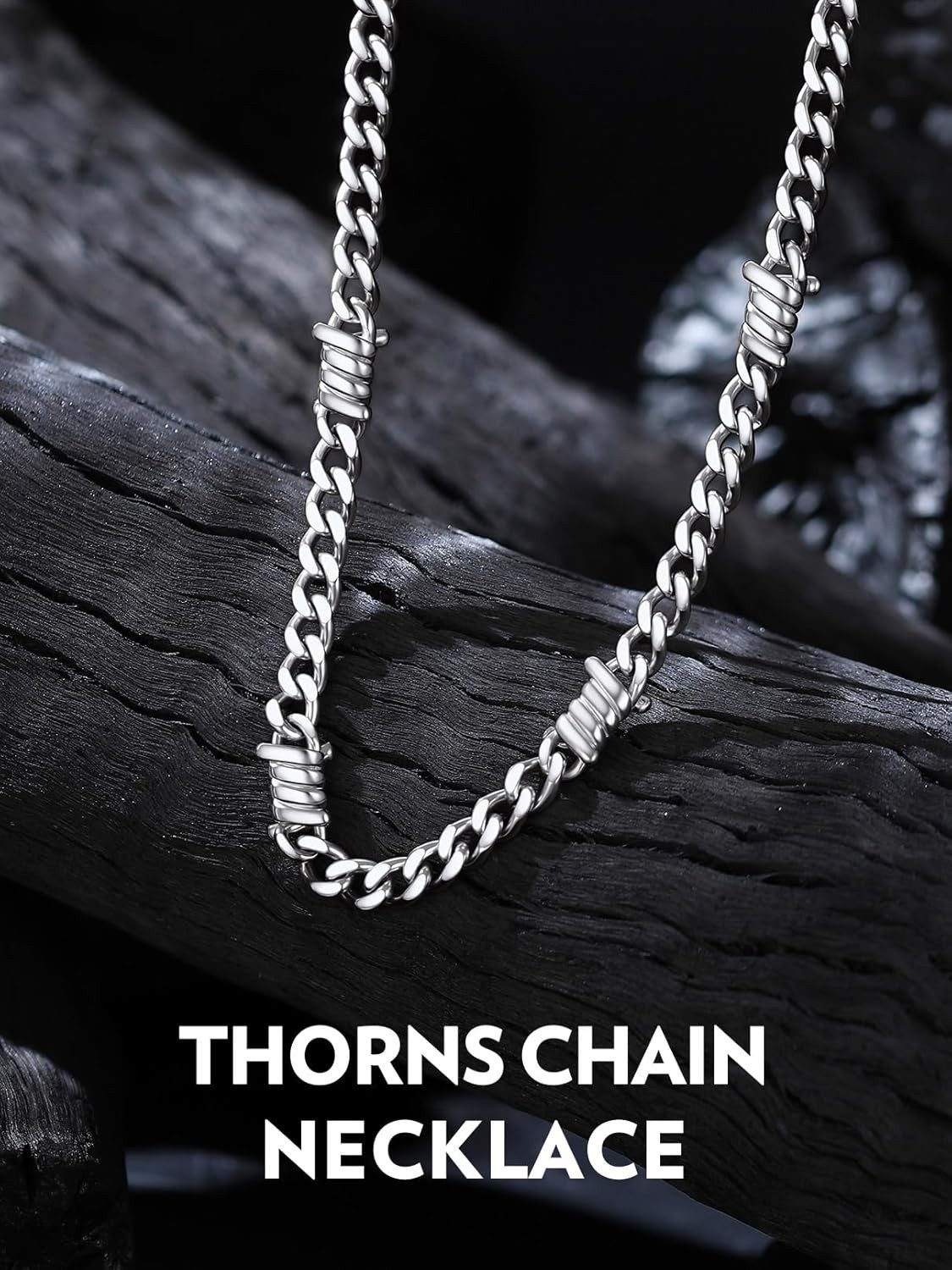 Barbed Wire Cuban Chain Necklace for Men and Women – Punk Style Gift Jewelry