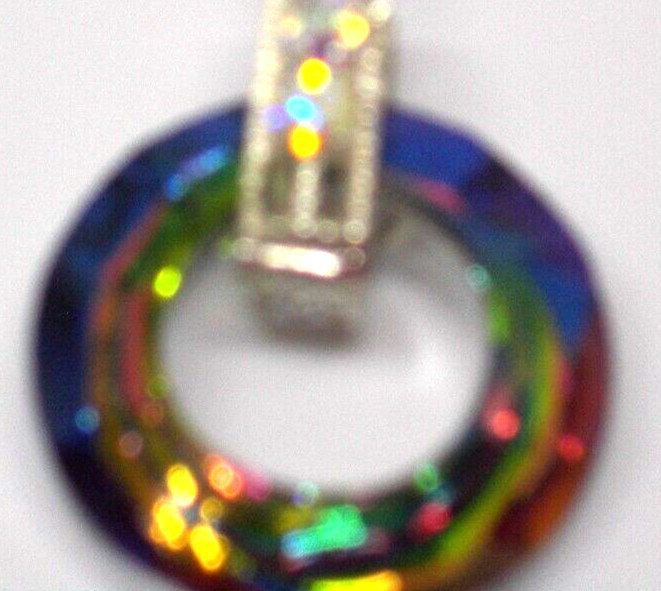 ring Pendant foil backed glass pendant with adjustable neck cord