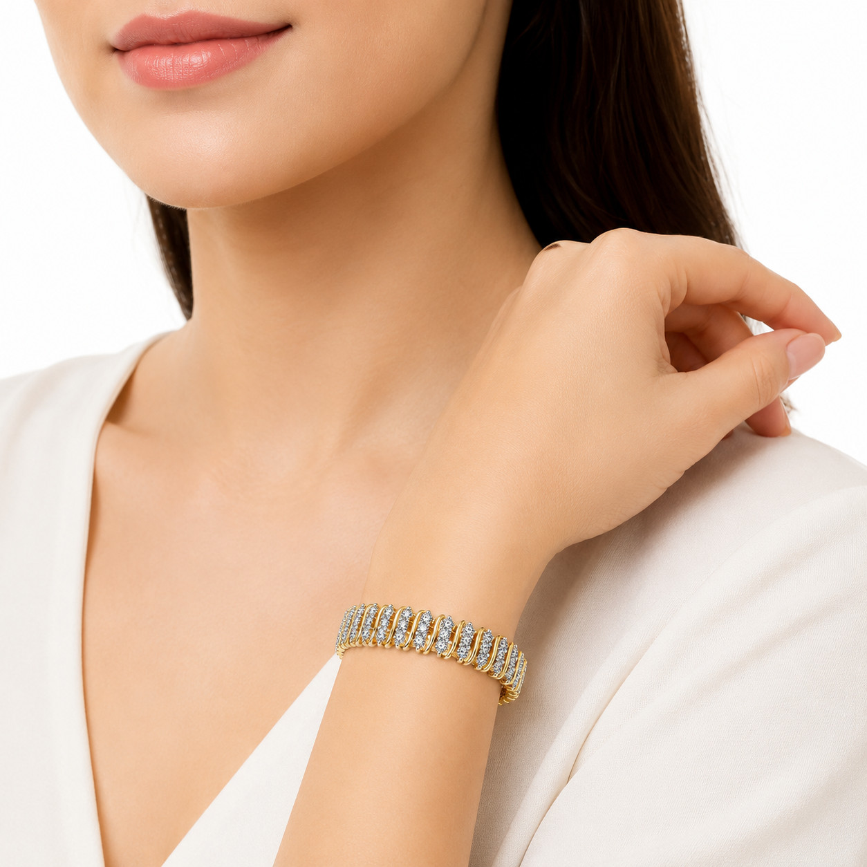 14K Gold Bracelet Women S Link Tennis Bracelet 2CT Diamond Yellow 7″, 7.5″ & 8″