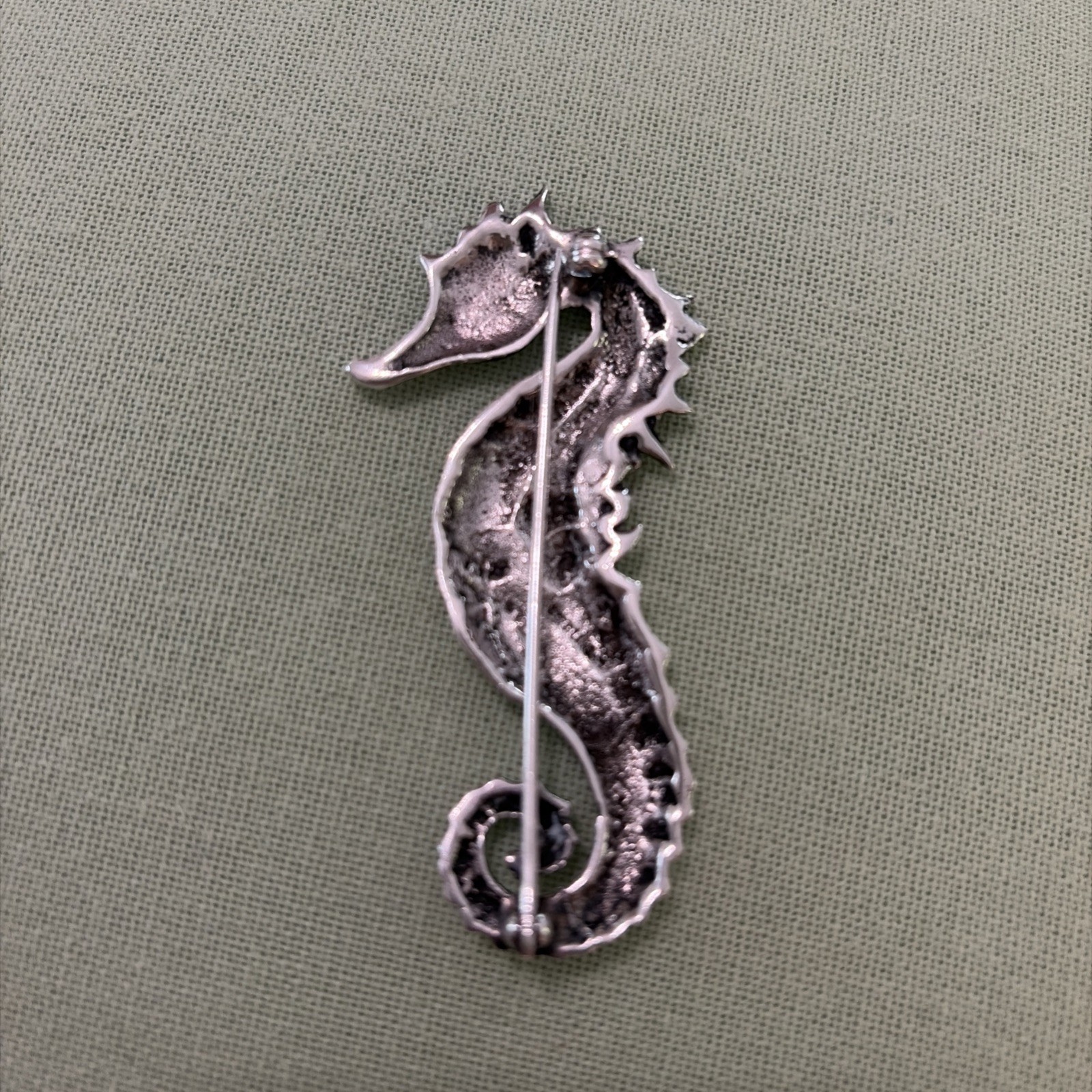 Vintage 925 Sterling Silver Seahorse Pin