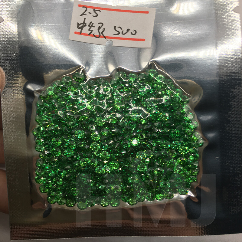 0.8~15mm 300pcs Round Green Loose CZ Stone High Quality Cubic Zirconia Gemstone