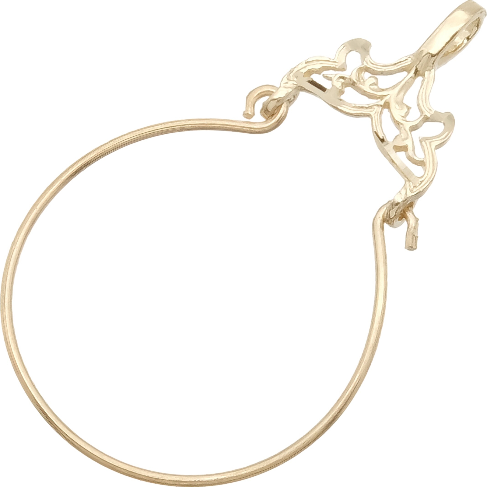 14K Gold Charm Holder Diamond-Cut Necklace Jewelry 28mm