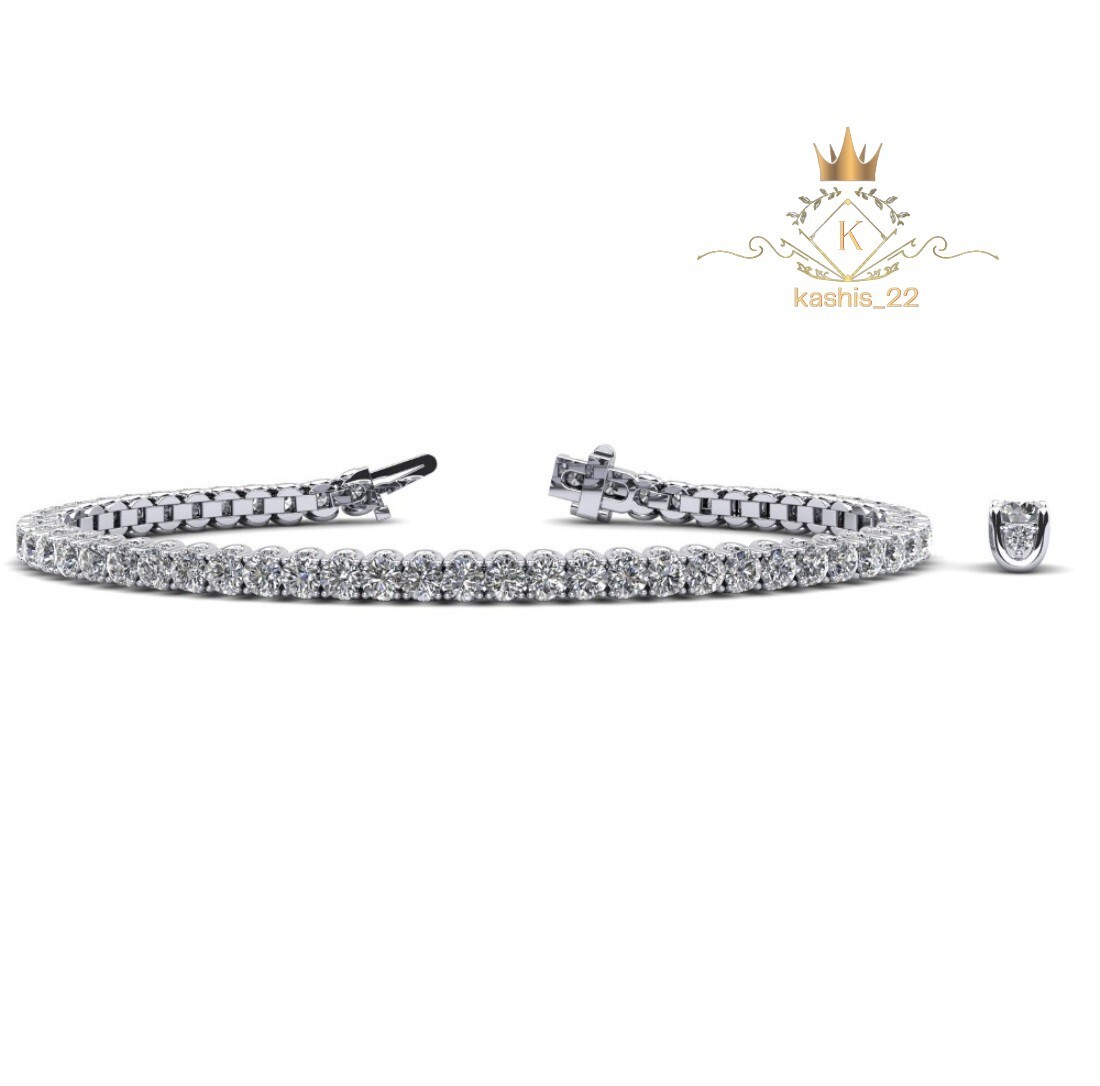 D/VVS1 7 Inch Long Tennis Bracelet Solid 14k White Gold 6 CT Round Brilliant Cut