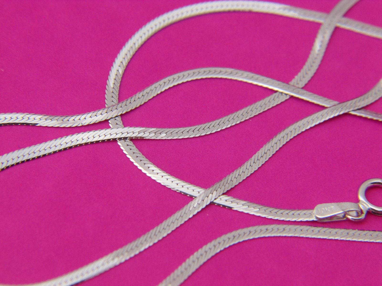 10k white gold herringbone Necklace real 10kt white gold Italian Necklace