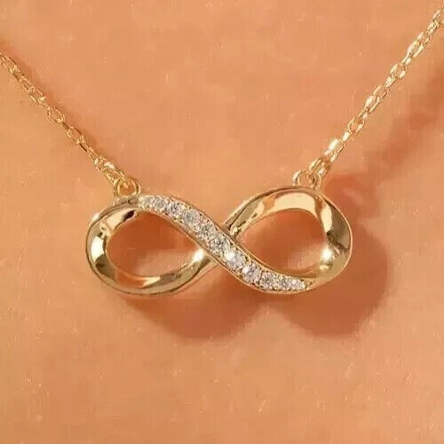 Stunning Infinity Pendant Round Cut Simulated Diamond In 14K Yellow Gold Plated