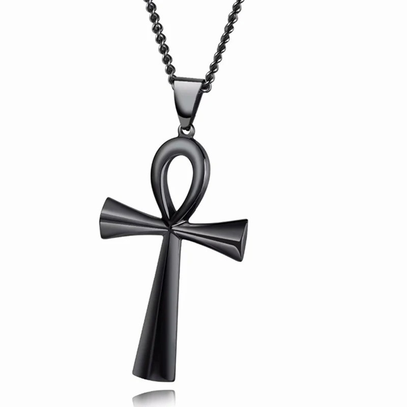 Stainless Steel Ankh Crucifix Pendant Egyptian Symbol of Life Necklace Jewelry