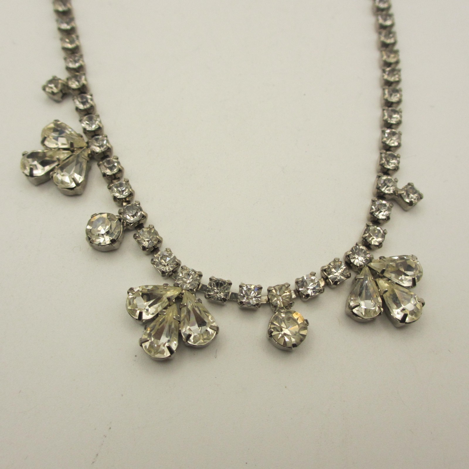 Vintage Art Deco Necklace Rhinestone Bridal Special Occasion Choker 14 Inch