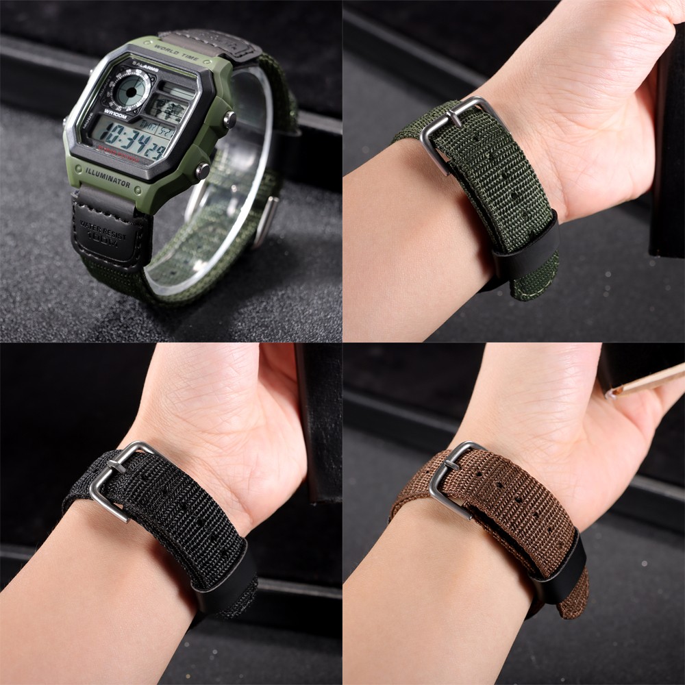 For Casio Nylon Watch Strap 18mm Band for F91W W800H F84 SGW400 AE1200 AE1300