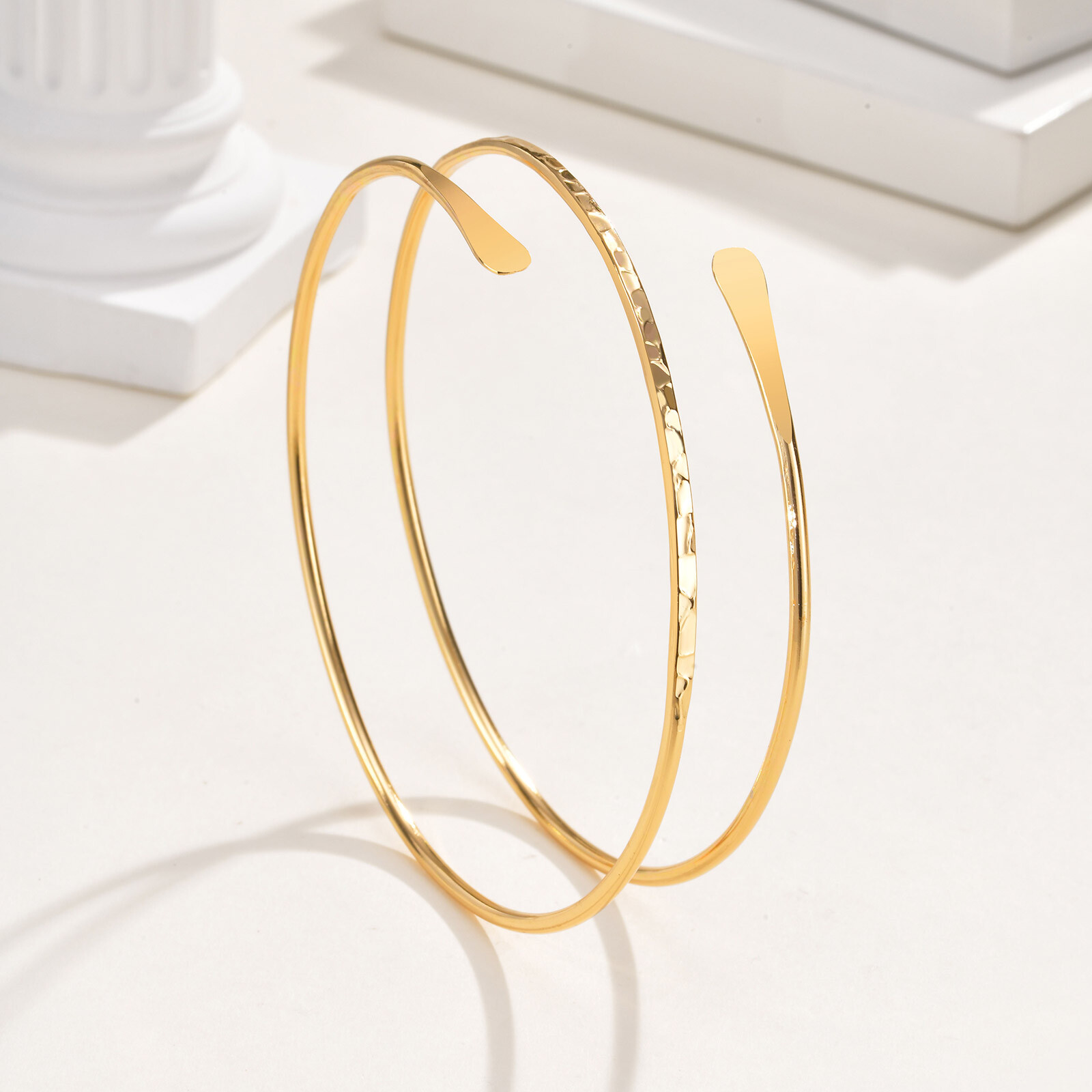 VNOX Upper Arm Bracelet Cuff Bangle Minimalist Coil for Women Irregular Armband