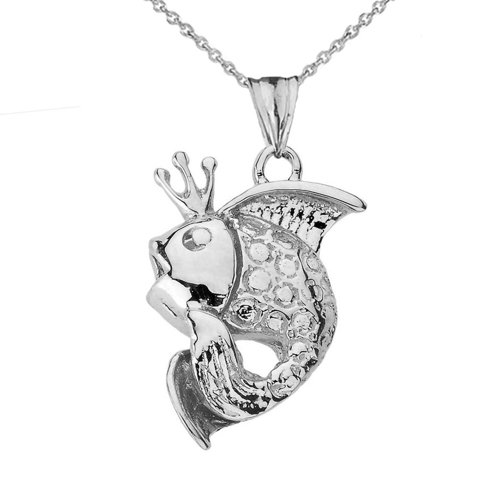 King Gold Fish Pendant Necklace in Gold (Yellow/ Rose/White)