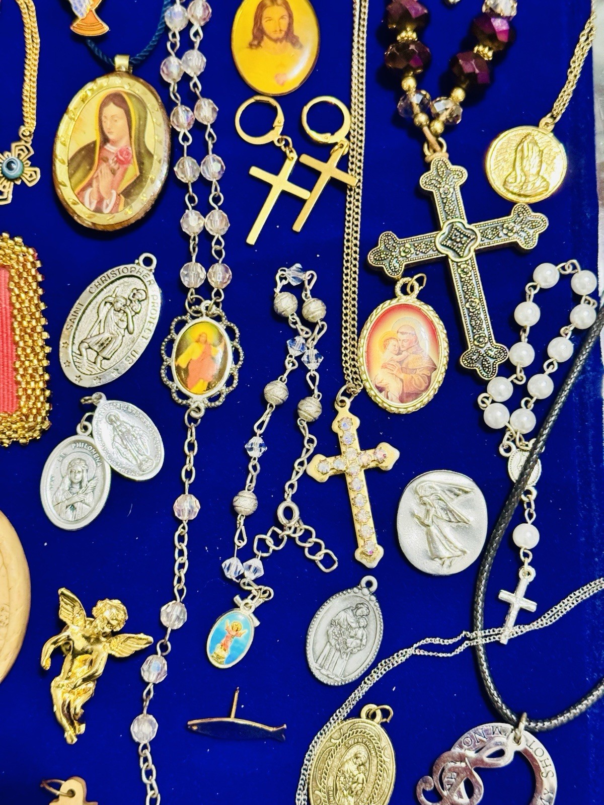 Vintage Modern Religious Cross Necklace Jewelry Lot 115+ Italy Germany Bethlehem