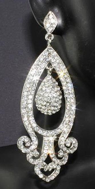 Crystal Earrings Bridal Special Occasion Vintage Victorian Look New