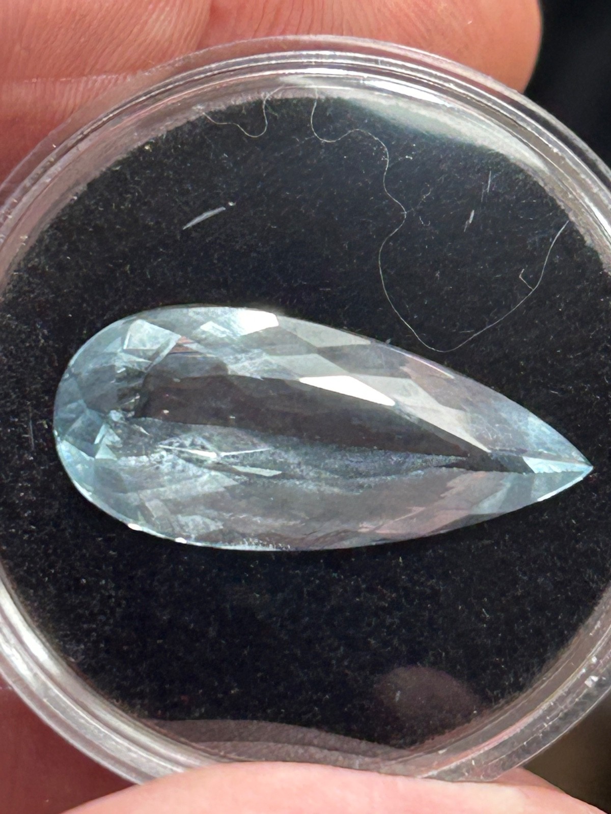 Very Light BLUE TOPAZ 12 CT Faceted Pear /Tear Drop Natural Gemstone 25 x 12 mm