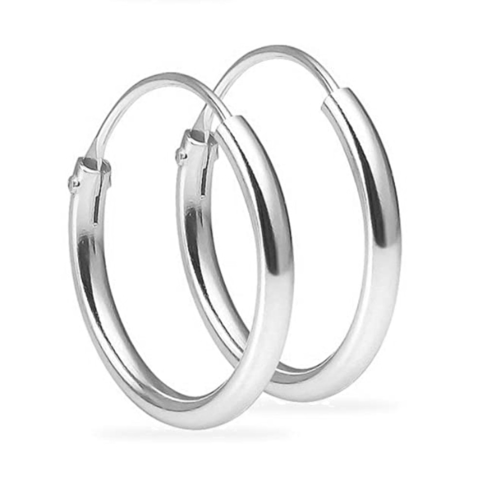 Continuous Mini Hoop Earrings 8mm 10mm 12mm 14mm 16mm Sterling Silver 925 Pair