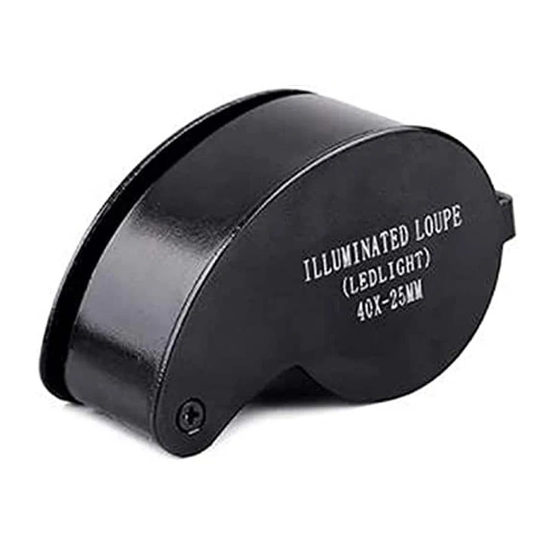 40X Magnifying Glass Jewelers Loupe Pocket Folding Magnifier With Light