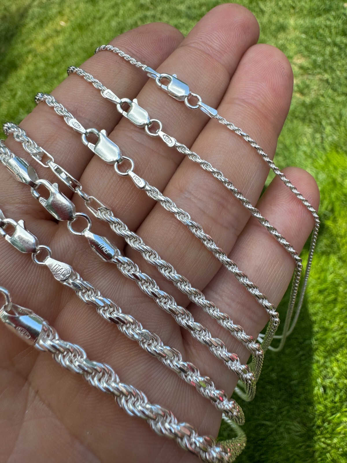 Cadena Rope Plata Esterlina 925 Real Hombre Mujer 1.5-5mm Italia 16-30″