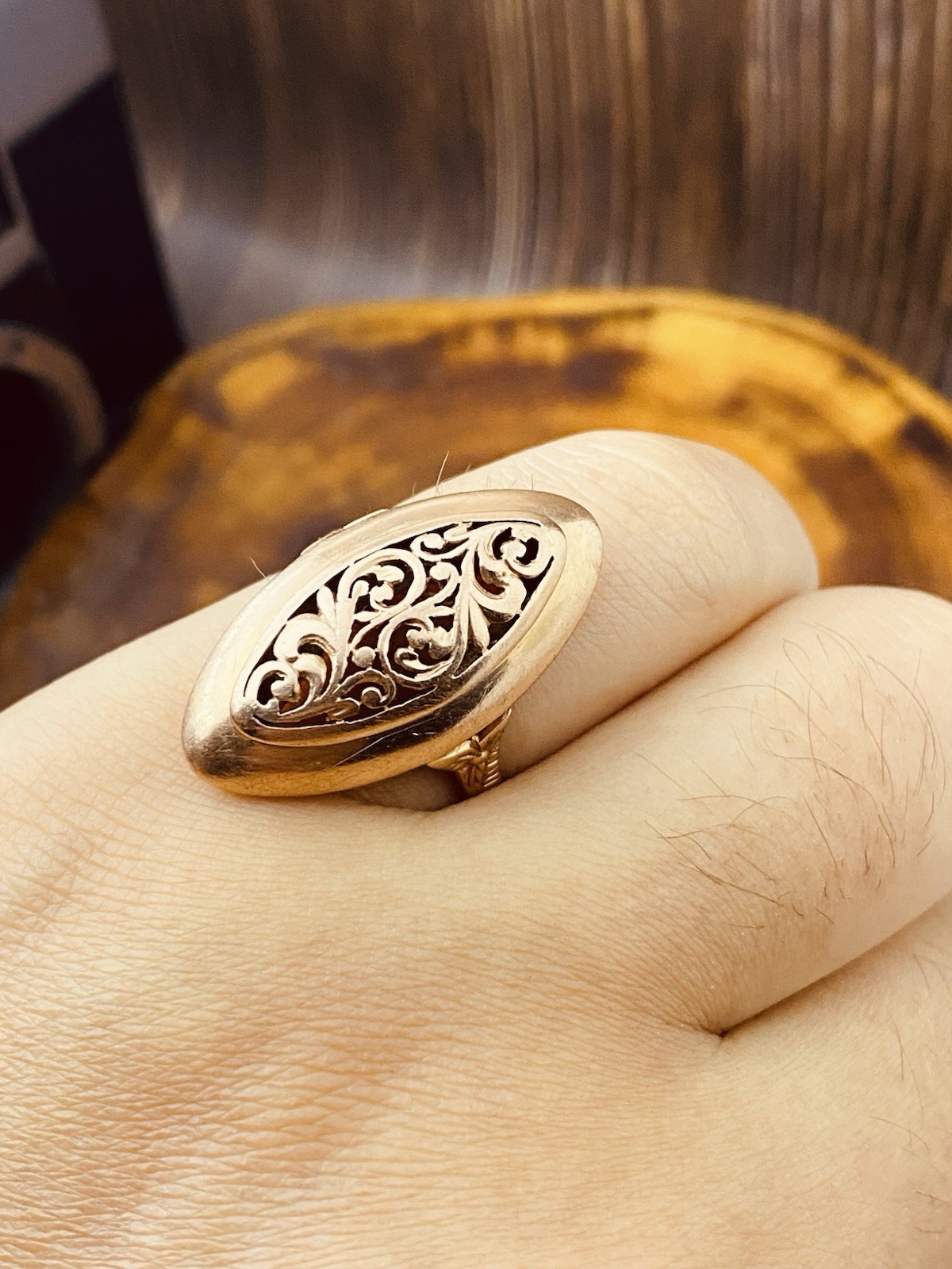 USSR Vintage Original Solid Rose Gold Ring 583 14K 1980th #7948