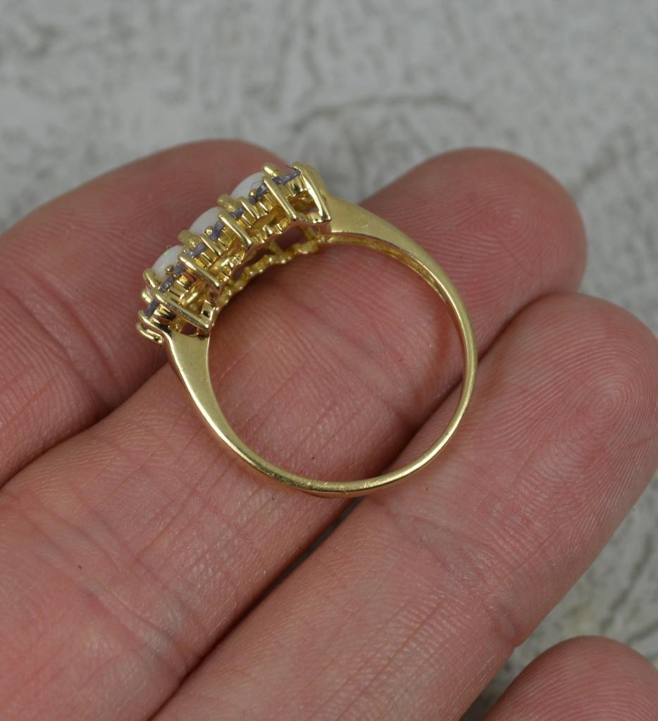 Natural Opal and Tanzanite 9 Carat Gold Cluster Ring