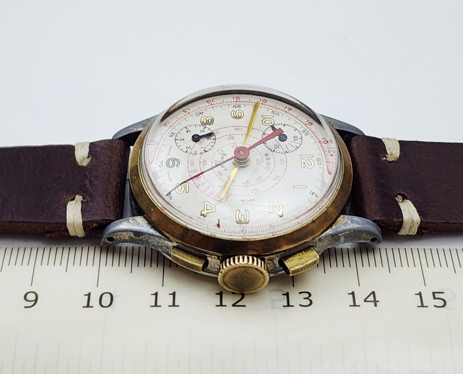 RARE Men’s SWISS Vintage 60’s CHRONOGRAPH Watch REGO Cal.147. Manual Wind