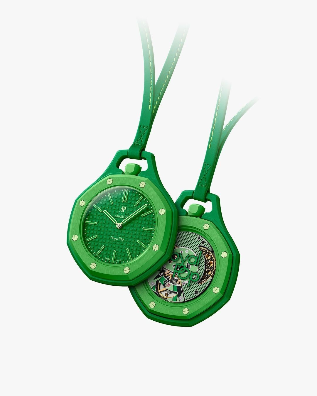 Swatch Audemars Piguet Royal Pop Bioceramic Pocket Watch Green Eight