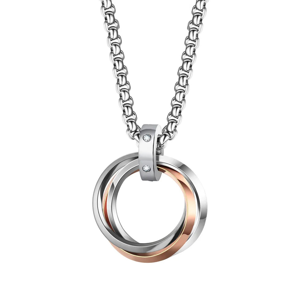 Necklace For Men Hip-hop Three-ring Titanium Steel Does Not Fade Simple Refined