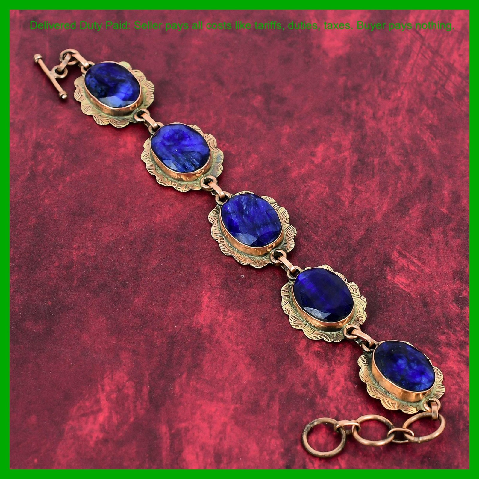 Copper Blue Saphire Stone Elegant Chain Mother Gift Birthday Bracelet Jewelry