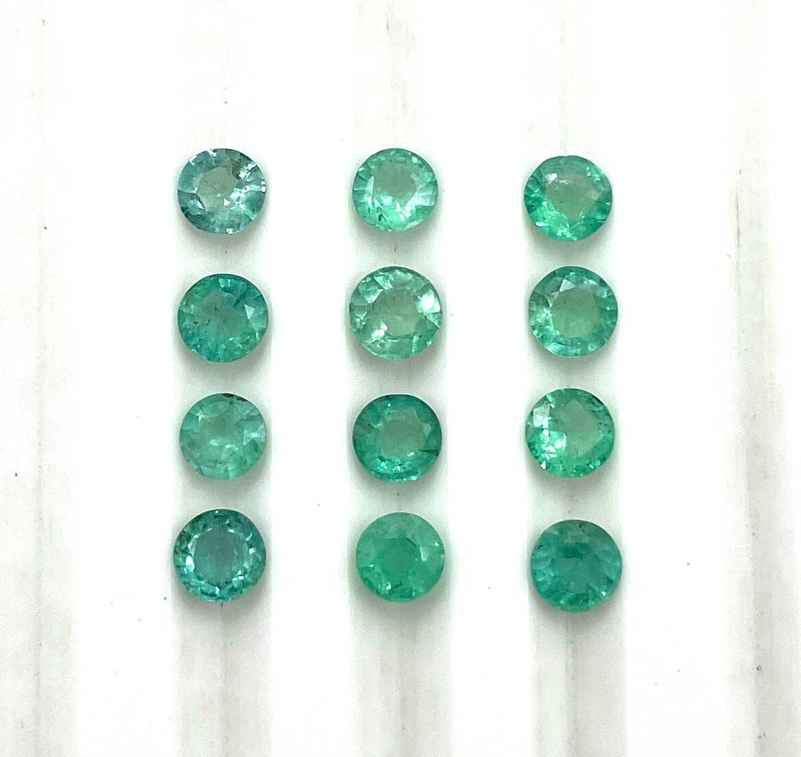 Natural Zambian Emerald Round Cut Loose Gemstone Lot 5 Pcs 4 MM 1 CT
