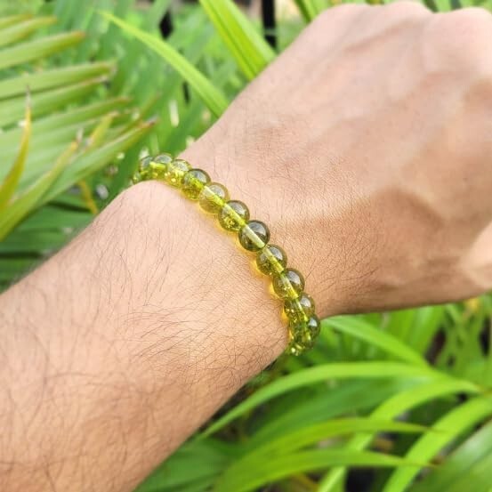 Natural Olive Peridot 8mm Beads Healing Reiki Gemstone Handmade Stretch Bracelet