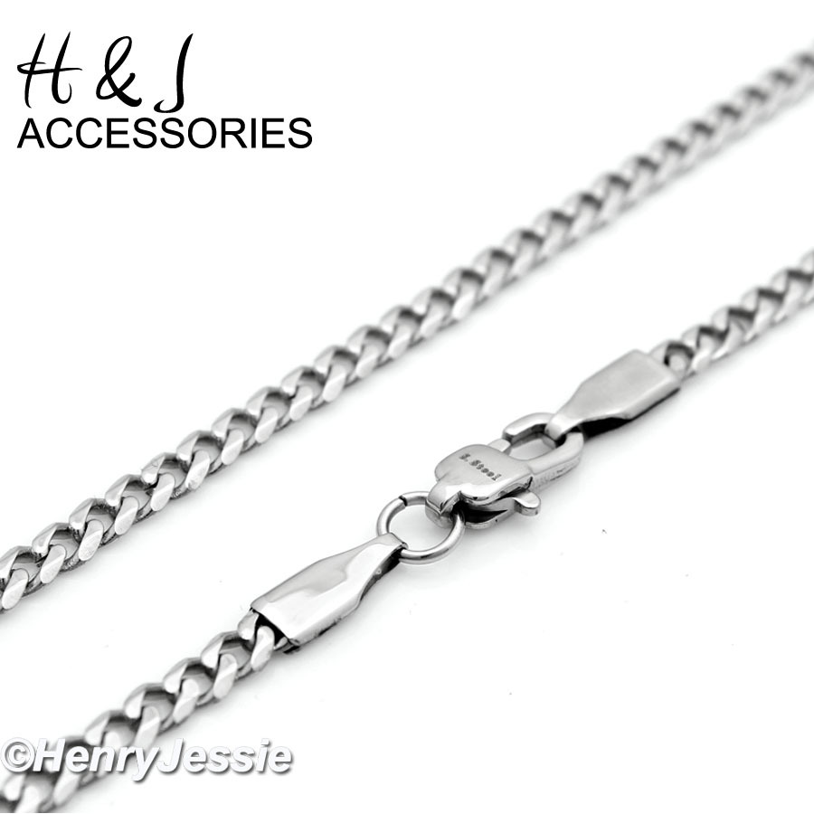 18-36″MEN 316L Stainless Steel 3mm Silver Classic Cuban Curb Link Chain Necklace