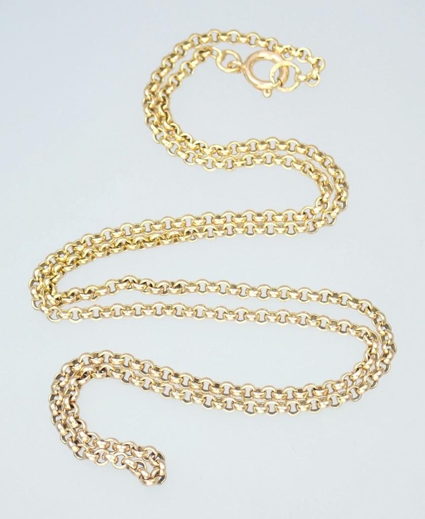 Glowing Vintage 16.5” Solid 9K Yellow Gold 2mm Belcher Chain Necklace 1990