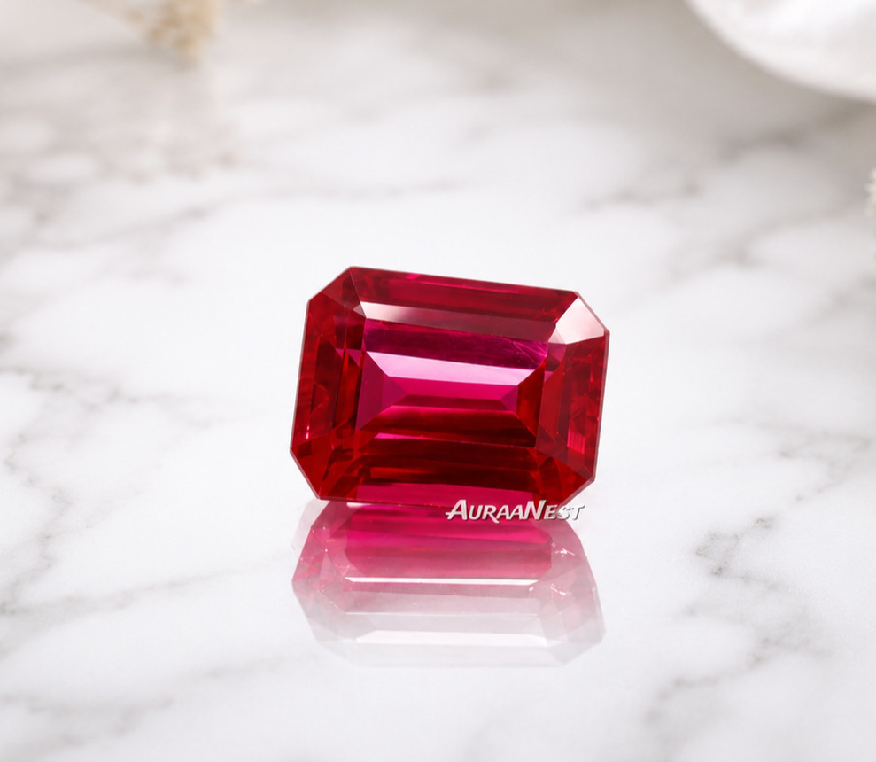 Premium Blood Pink Sapphire 14Ct Emerald Cut Loose Gemstone | Collector Jewel